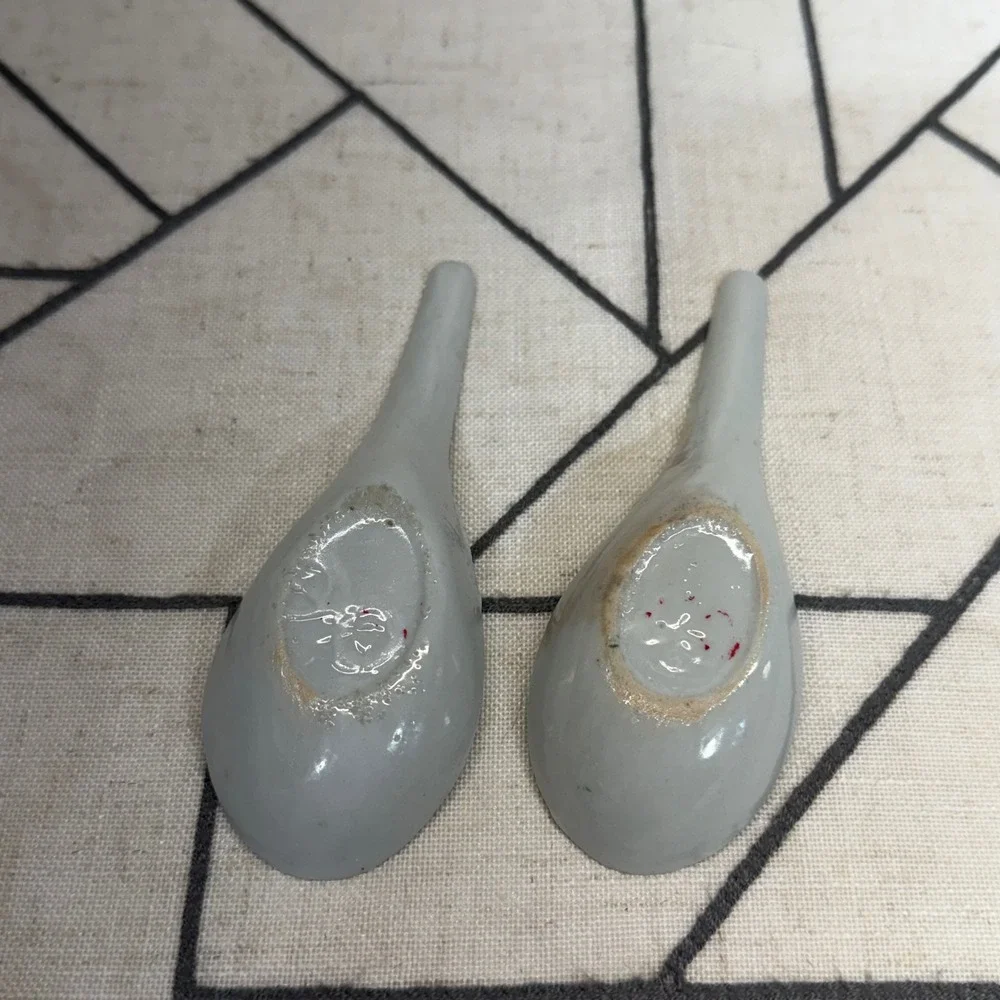 Unbranded Chinese Soup Spoons OS White Ceramic Hand Painted Ribbon Floral Set 2